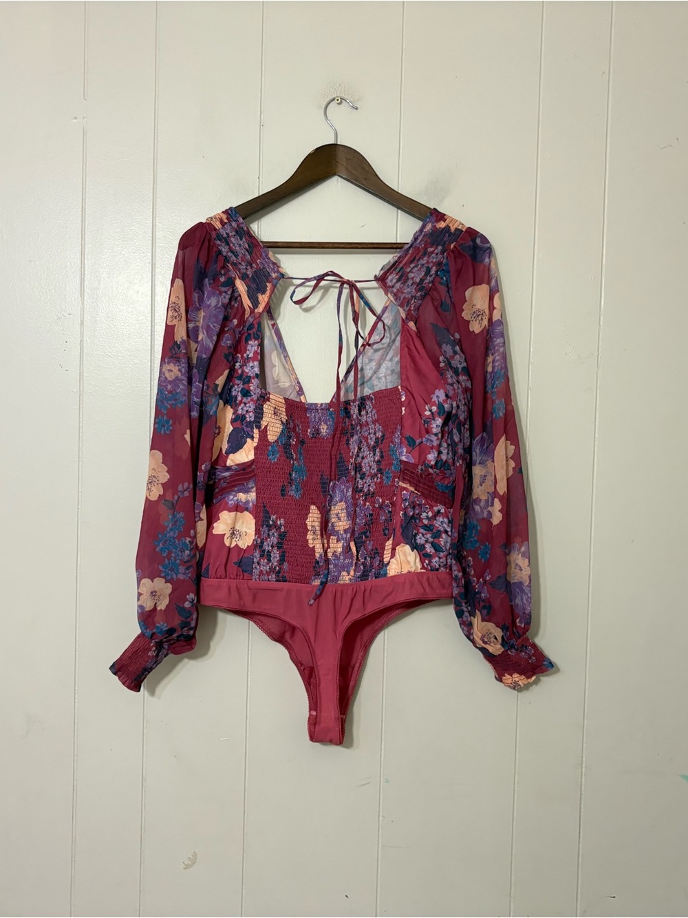 Free People Intimately FP Wonderlost Bodysuit XL Floral Sheer Boho Romantic Top - Picture 9 of 12